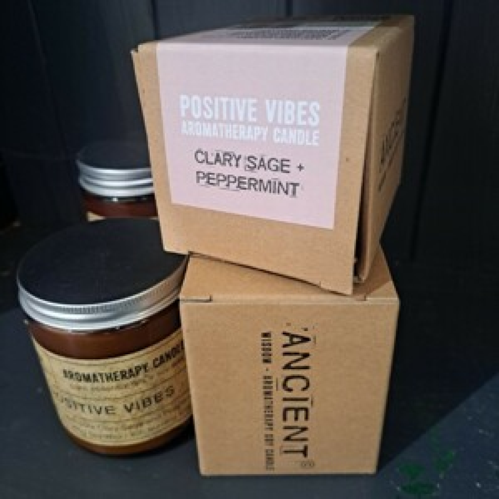 Aromatherapy candle positive vibes