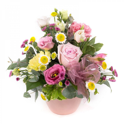 Pot of Happiness - A small but choice selection of flowers arranged in a petite container.